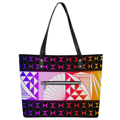 Rainbow Sunrise Faux Leather Tote