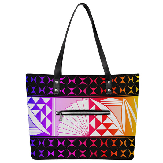 Rainbow Sunrise Faux Leather Tote