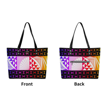 Rainbow Sunrise Faux Leather Tote