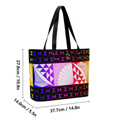 Rainbow Sunrise Faux Leather Tote