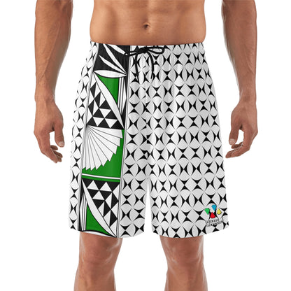Southwest Sunrise in Green Beach Shorts