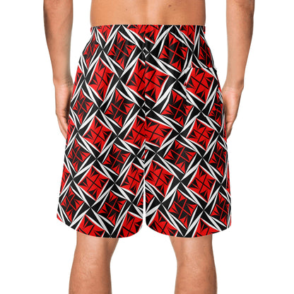 Sacred Winds in Red Beach Shorts