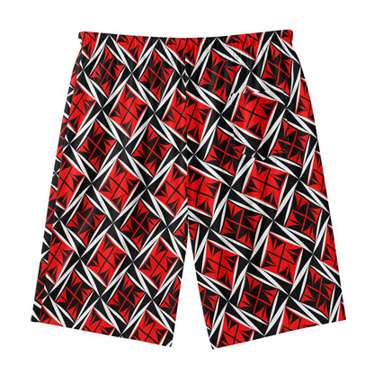 Sacred Winds in Red Beach Shorts