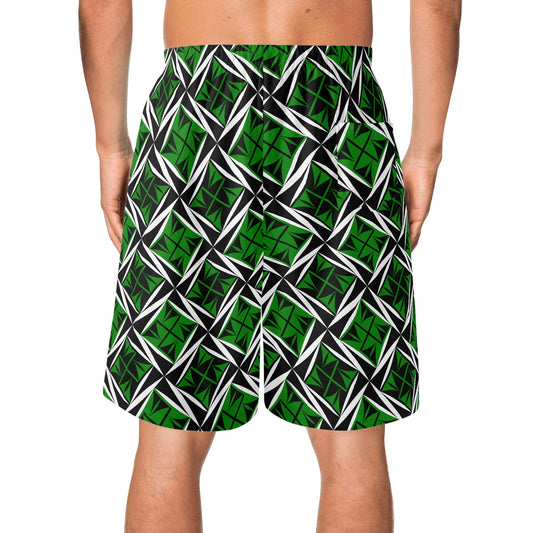 Sacred Winds in Green Beach Shorts