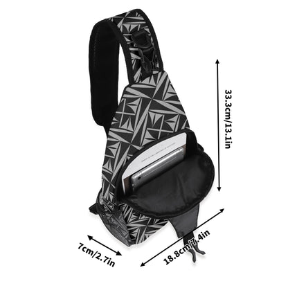 Sacred Winds in Charcoal Crossbody Bag