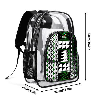 Blessed Feathers in Green Transparent Backpack