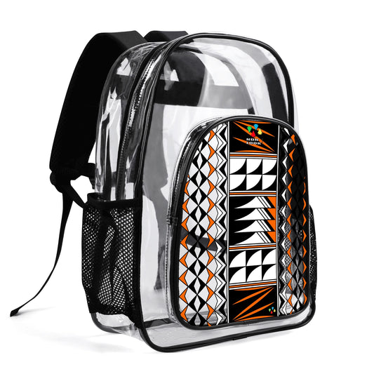 Blessed Feathers in Orange Transparent Backpack