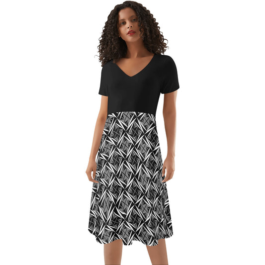 Sacred Winds in Gray - Black Top Summer Dress