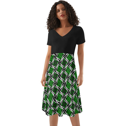 Sacred Winds in Green - Black Top Summer Dress