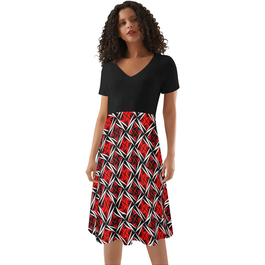 Sacred Winds in Red - Black Top Summer Dress