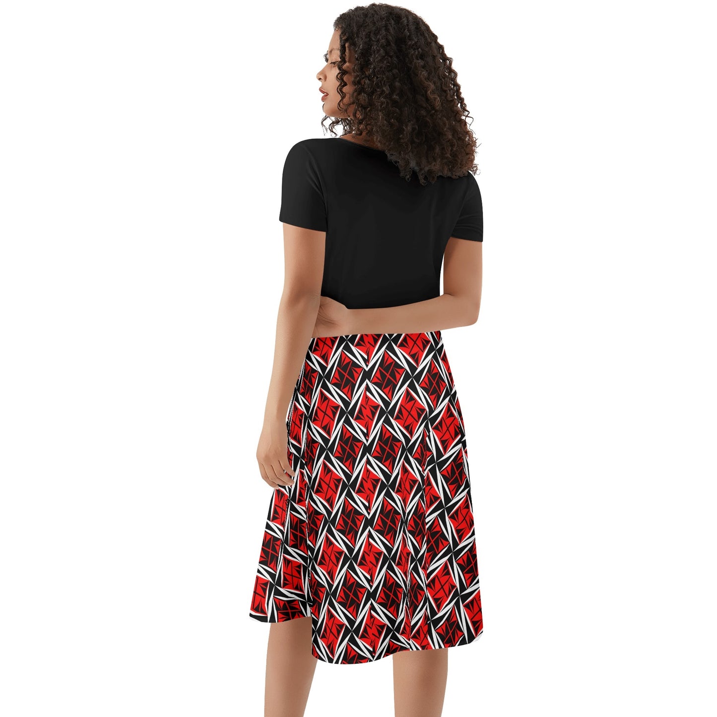 Sacred Winds in Red - Black Top Summer Dress