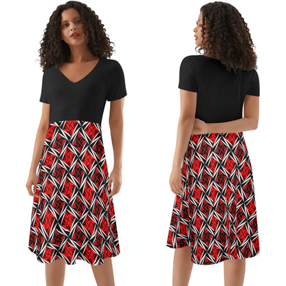 Sacred Winds in Red - Black Top Summer Dress