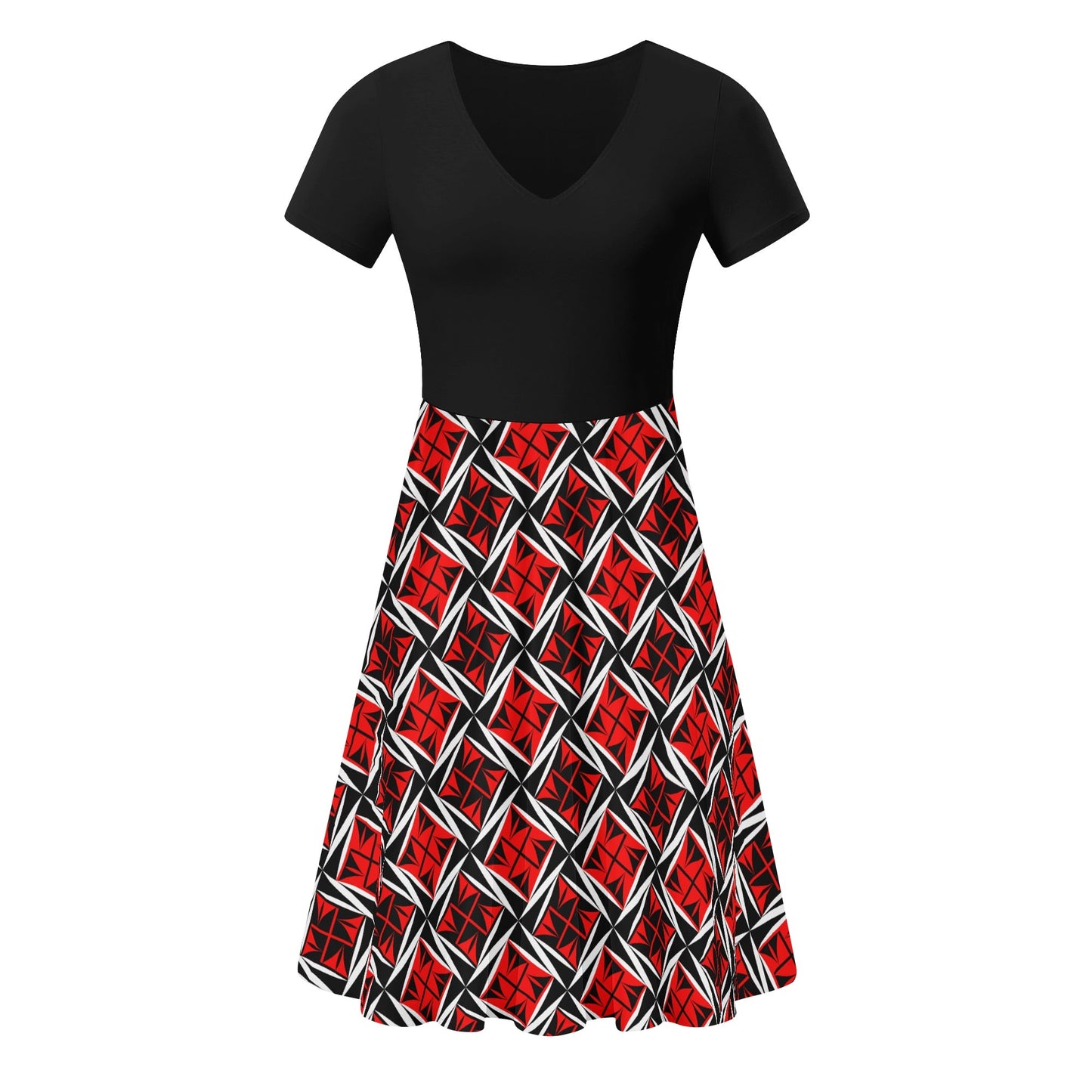 Sacred Winds in Red - Black Top Summer Dress