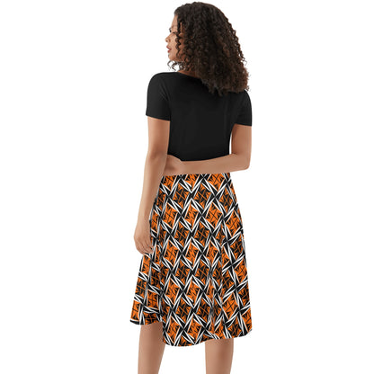 Sacred Winds in Orange - Black Top Summer Dress