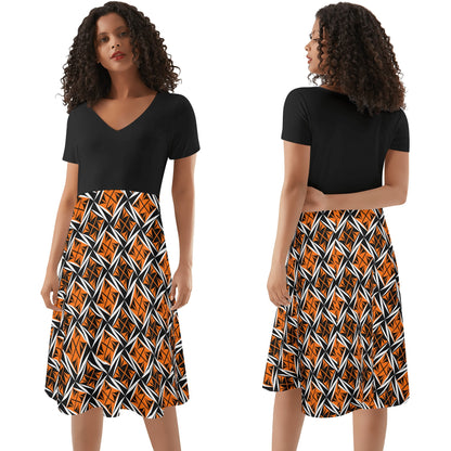 Sacred Winds in Orange - Black Top Summer Dress