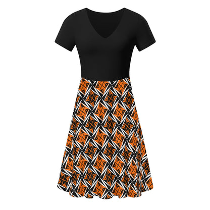 Sacred Winds in Orange - Black Top Summer Dress