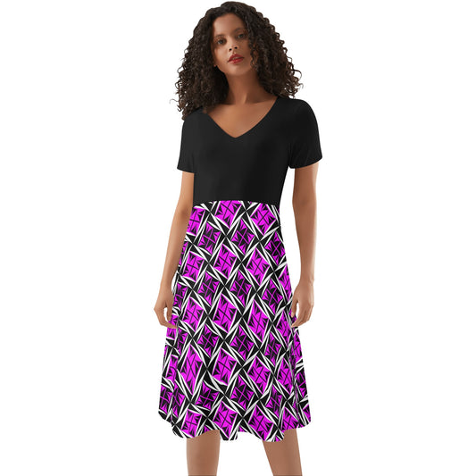 Sacred Winds in Pink - Black Top Summer Dress