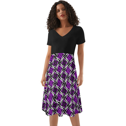 Sacred Winds in Purple - Black Top Summer Dress