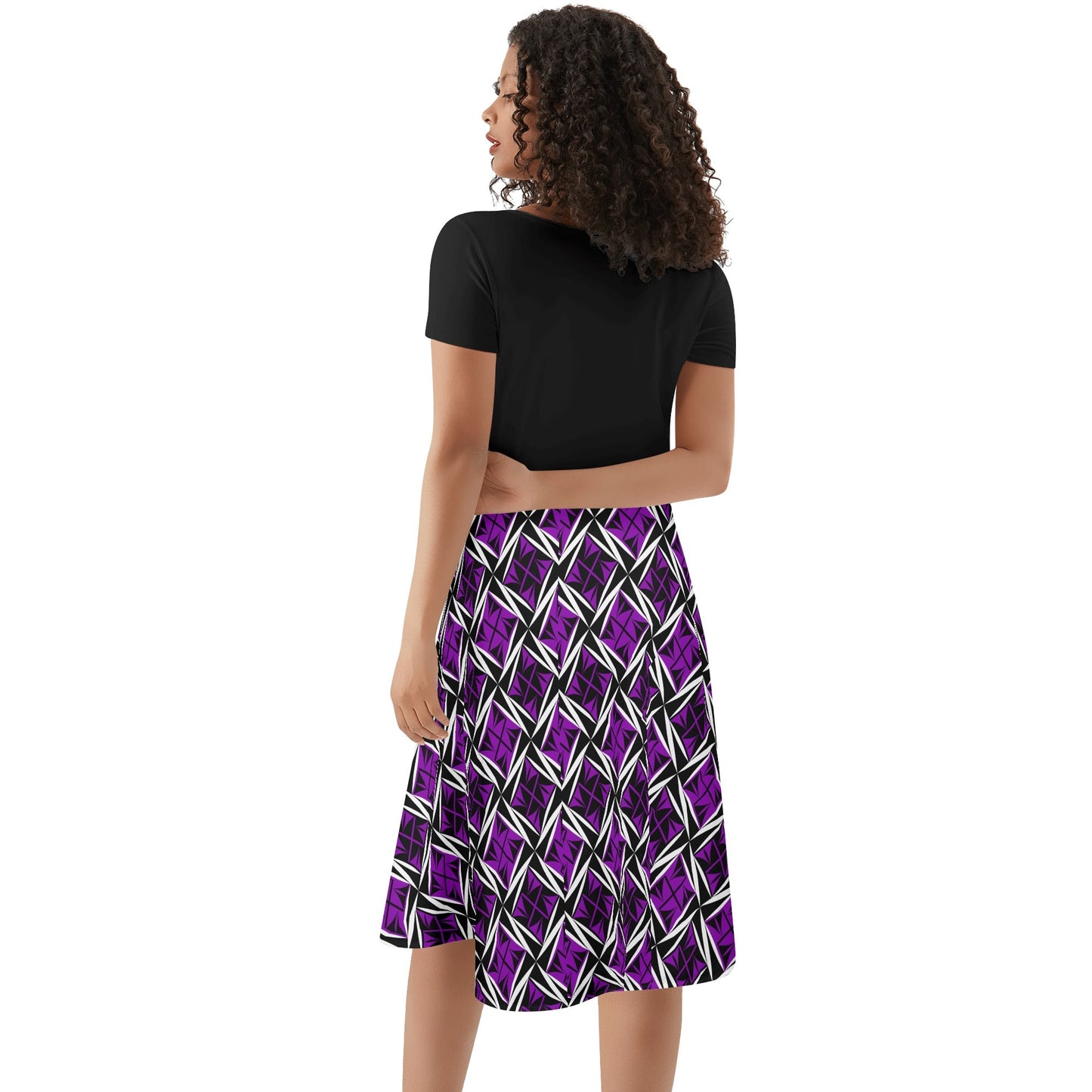 Sacred Winds in Purple - Black Top Summer Dress