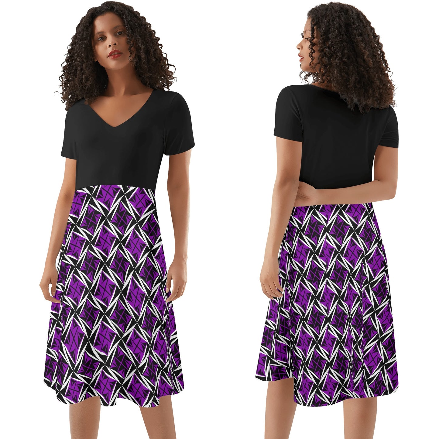 Sacred Winds in Purple - Black Top Summer Dress