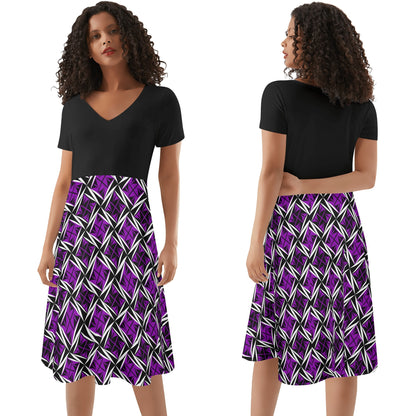 Sacred Winds in Purple - Black Top Summer Dress