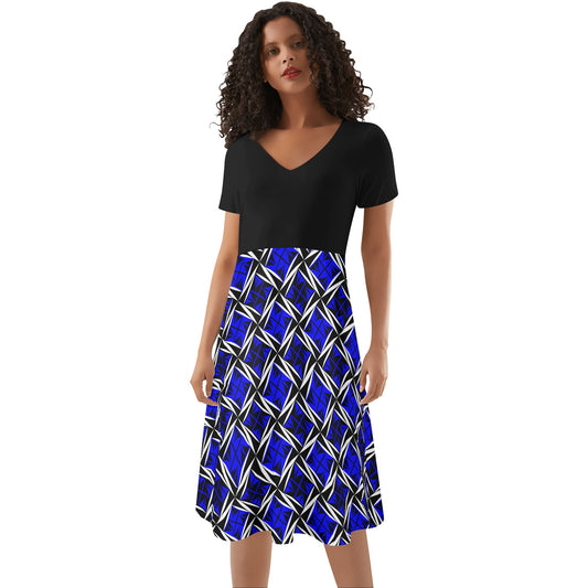 Sacred Winds in Blue - Black Top Summer Dress