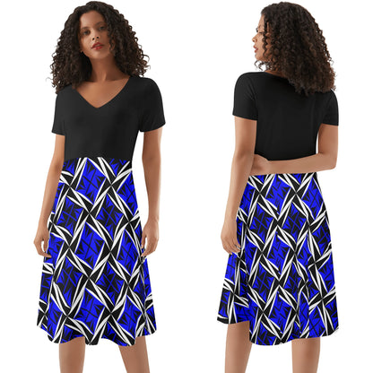 Sacred Winds in Blue 2 - Black Top Summer Dress