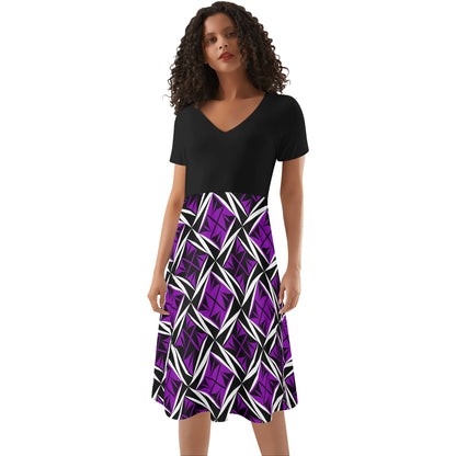 Sacred Winds in Purple 2 - Black Top Summer Dress