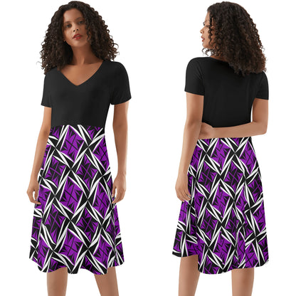 Sacred Winds in Purple 2 - Black Top Summer Dress