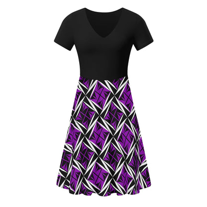 Sacred Winds in Purple 2 - Black Top Summer Dress