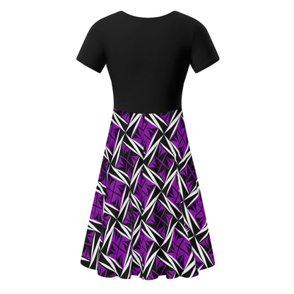 Sacred Winds in Purple 2 - Black Top Summer Dress