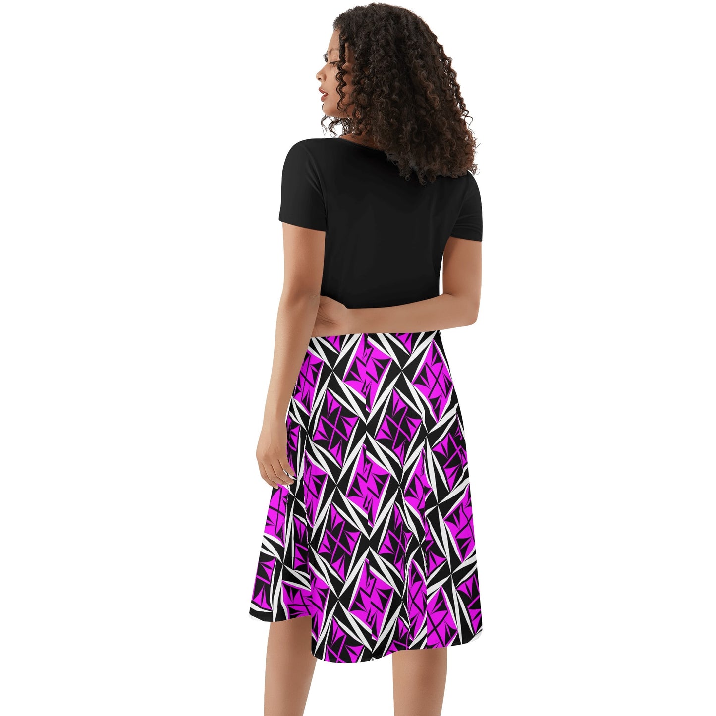 Sacred Winds in Pink 2 - Black Top Summer Dress