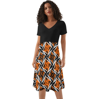 Sacred Winds in Orange 2 - Black Top Summer Dress
