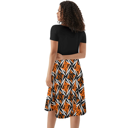 Sacred Winds in Orange 2 - Black Top Summer Dress