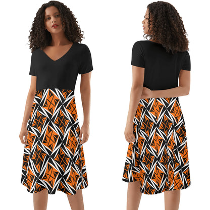 Sacred Winds in Orange 2 - Black Top Summer Dress