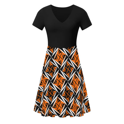 Sacred Winds in Orange 2 - Black Top Summer Dress