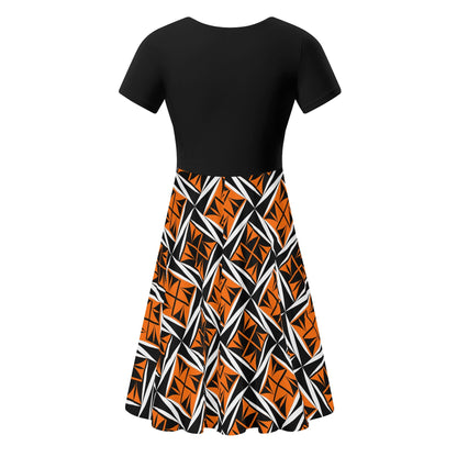 Sacred Winds in Orange 2 - Black Top Summer Dress