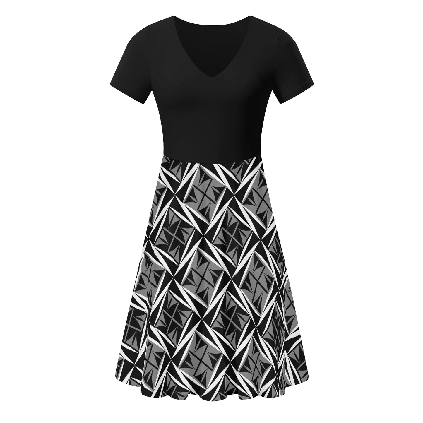 Sacred Winds in Gray 2 - Black Top Summer Dress