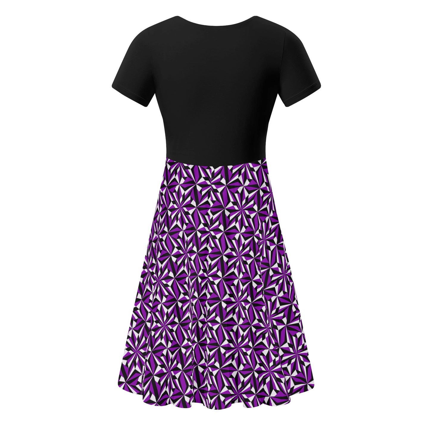 Desert Flowers in Purple - Black Top Summer Dress