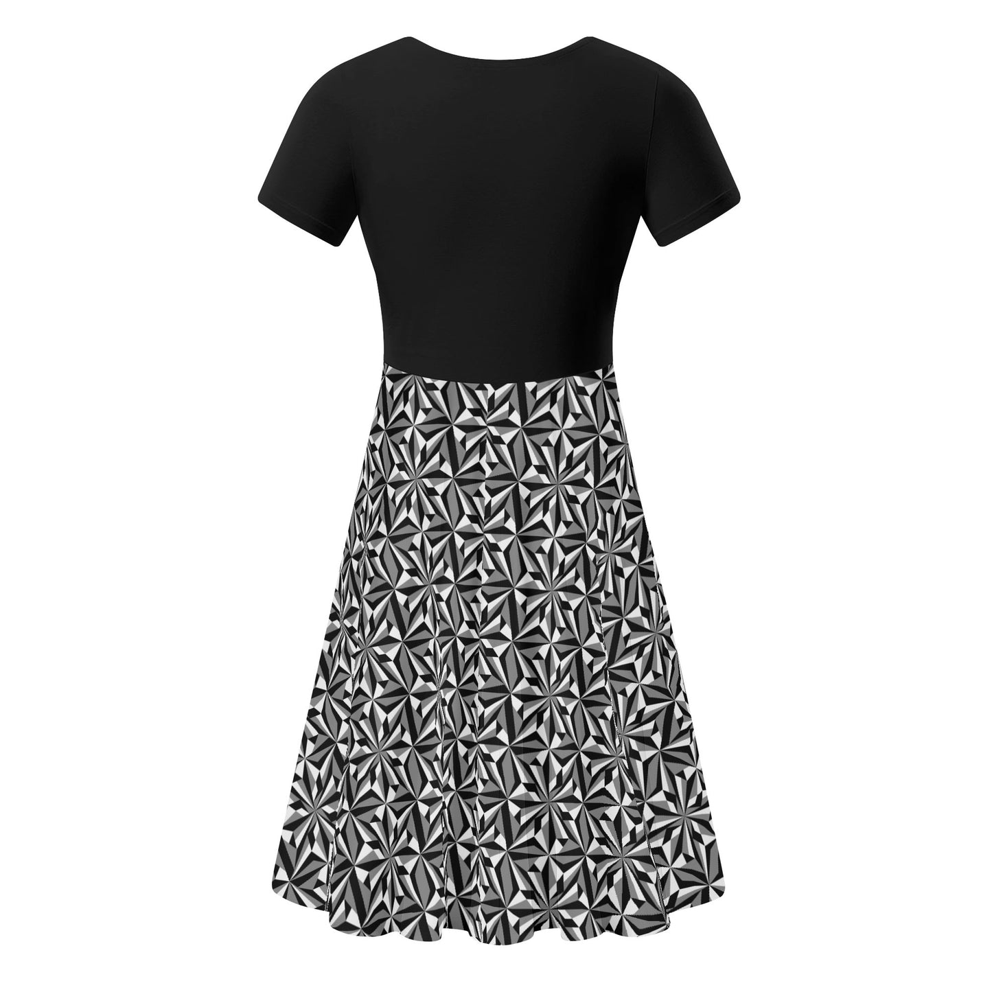 Desert Flowers in Gray - Black Top Summer Dress