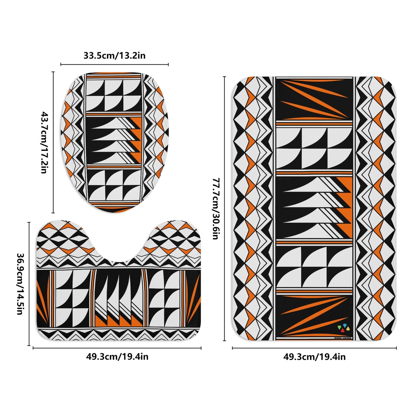 Sacred Winds in Orange Bath Rug Set