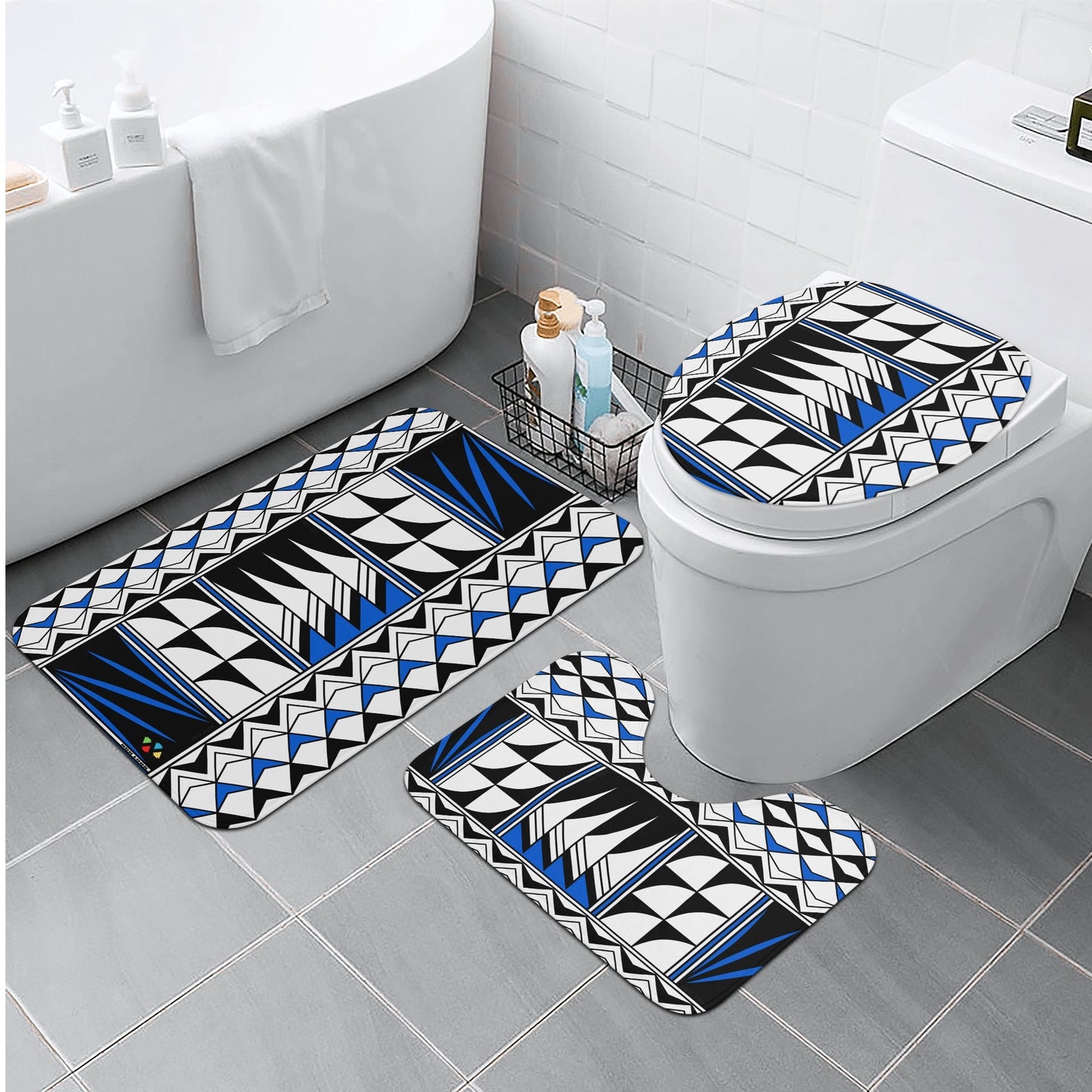 Sacred Winds in Blue Bath Rug Set