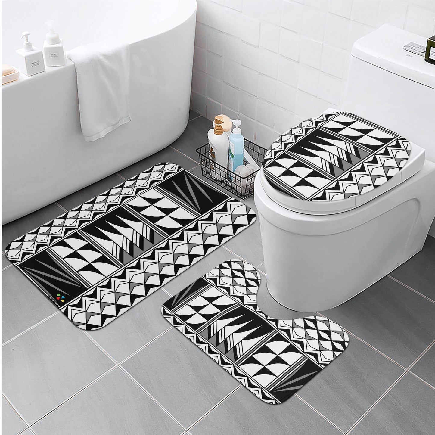 Sacred Winds in Gray Bath Rug Set