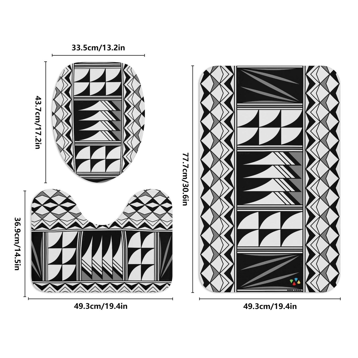 Sacred Winds in Gray Bath Rug Set