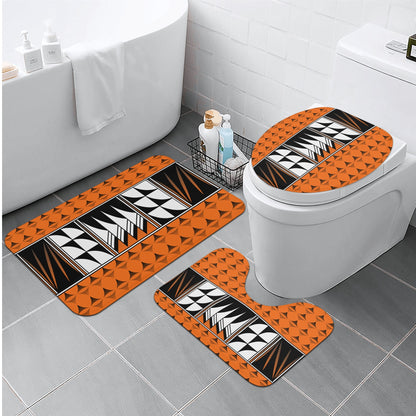 Blessed Feathers on Orange Bath Rug Set