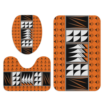 Blessed Feathers on Orange Bath Rug Set