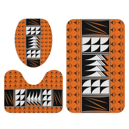 Blessed Feathers on Orange Bath Rug Set