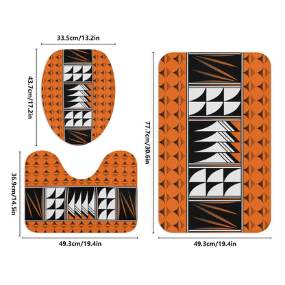 Blessed Feathers on Orange Bath Rug Set