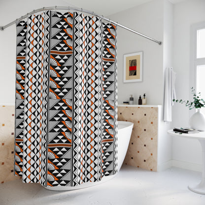 Southwest Rain and Sun in Orange Shower Curtains