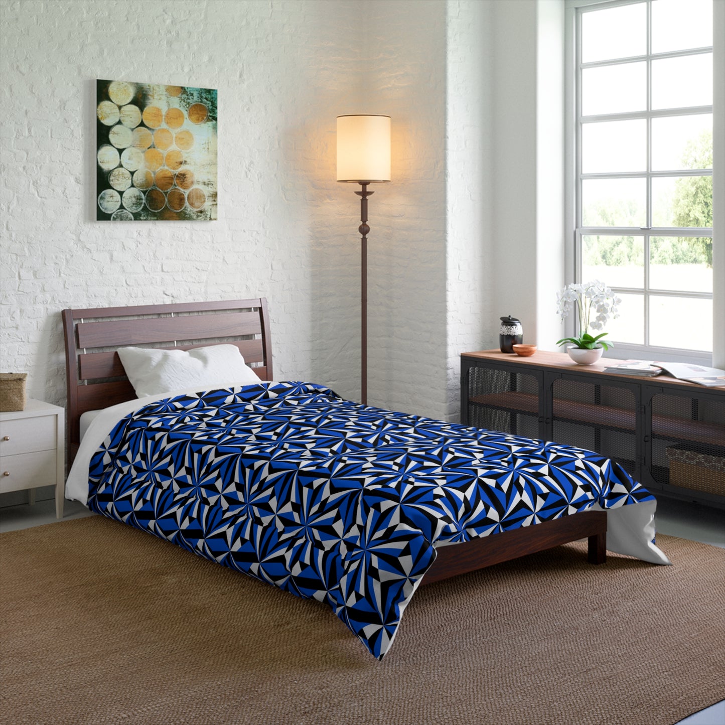 Southwest Desert Flower in Blue Comforter